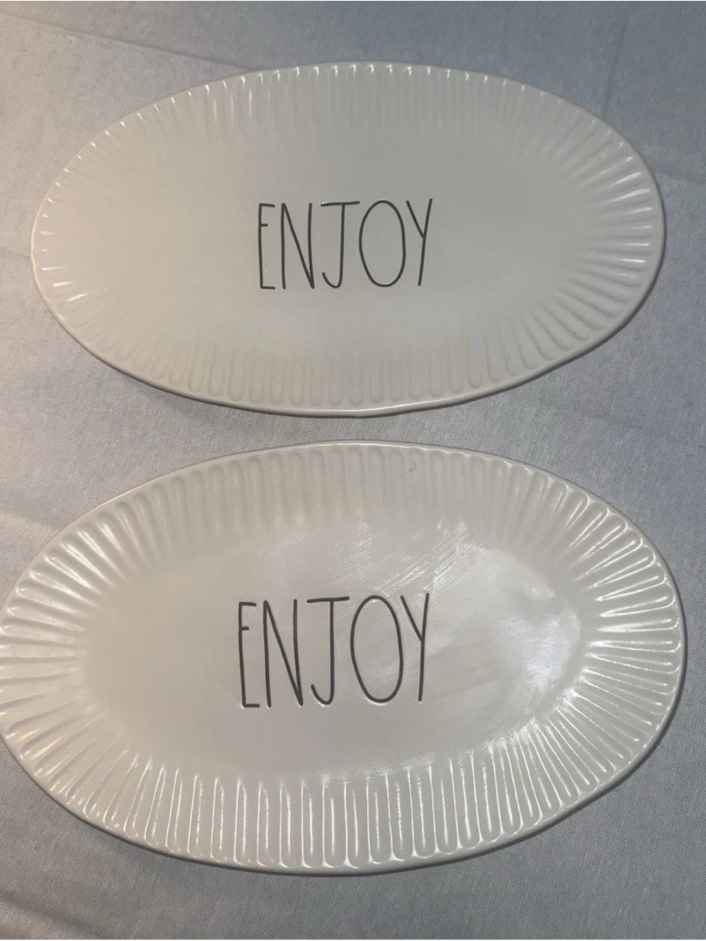 Rae Dunn ENJOY White Ceramic Serving Platter - Set of 2
